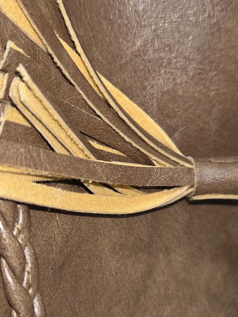Brown Braided Tassel Backpack - Women's Casual Leather-Style Bag